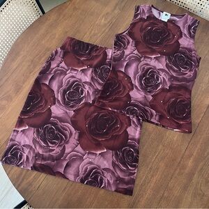 Vintage Y2K Style Floral Midi Skirt & Top Set